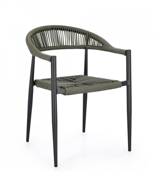 BIZZOTTO Zahradní židle JANDIA černá se zeleným výpletem