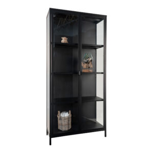 House Nordic Prosklená černá vitrína BRISBANE 175 cm