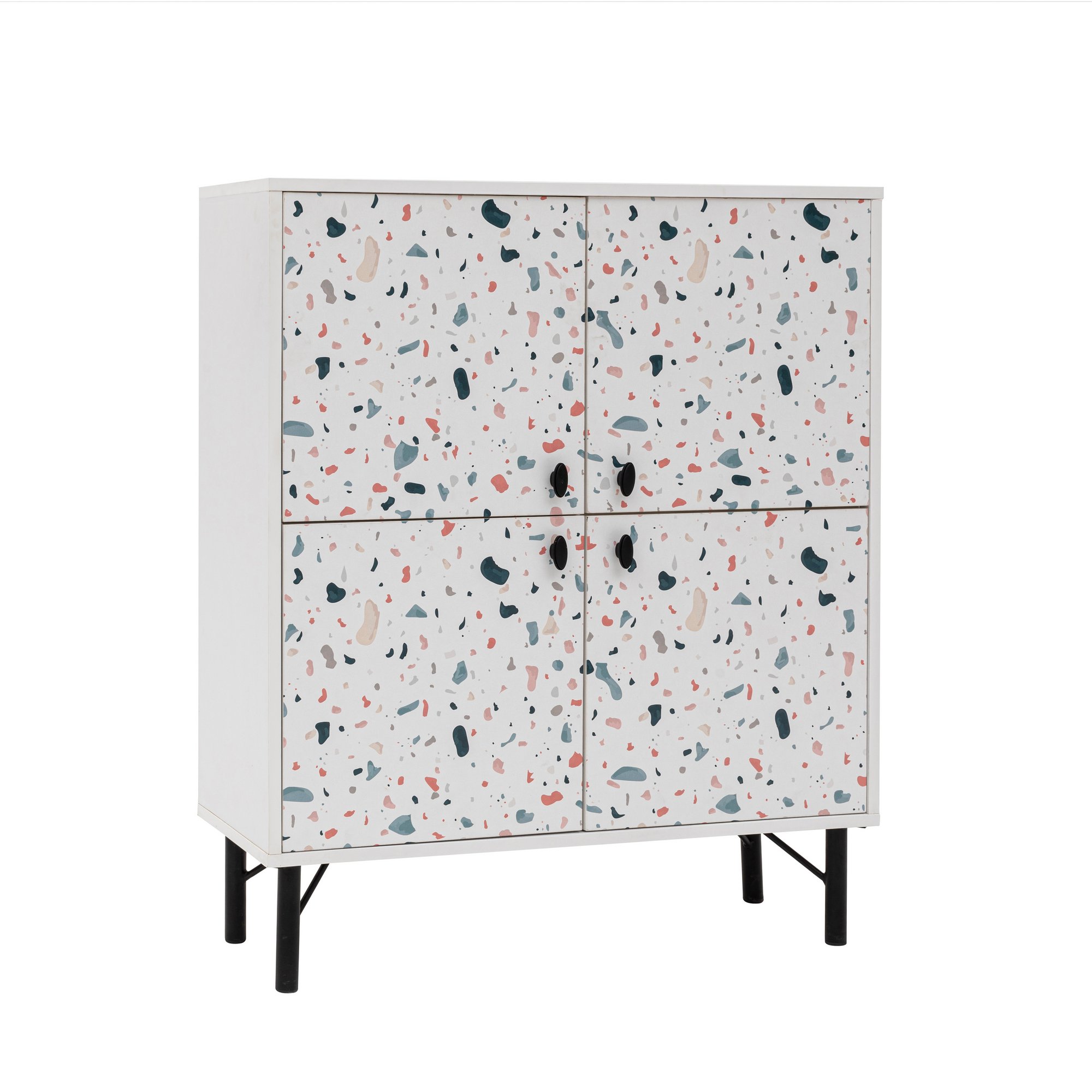 KALUNE DESIGN Dřevěná komoda TERRAZZO bílá