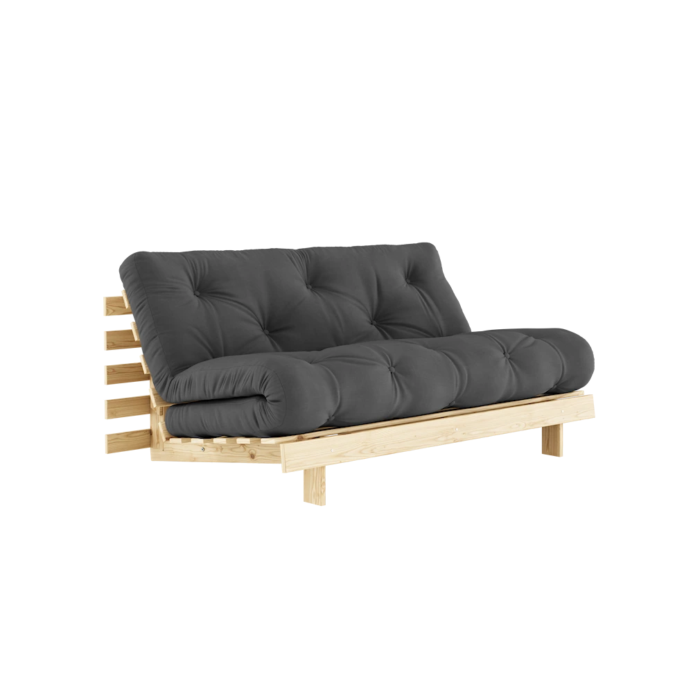 KARUP DESIGN Černá rozkládací pohovka ROOTS s konstrukcí ze světlého dřeva 160x200 cm