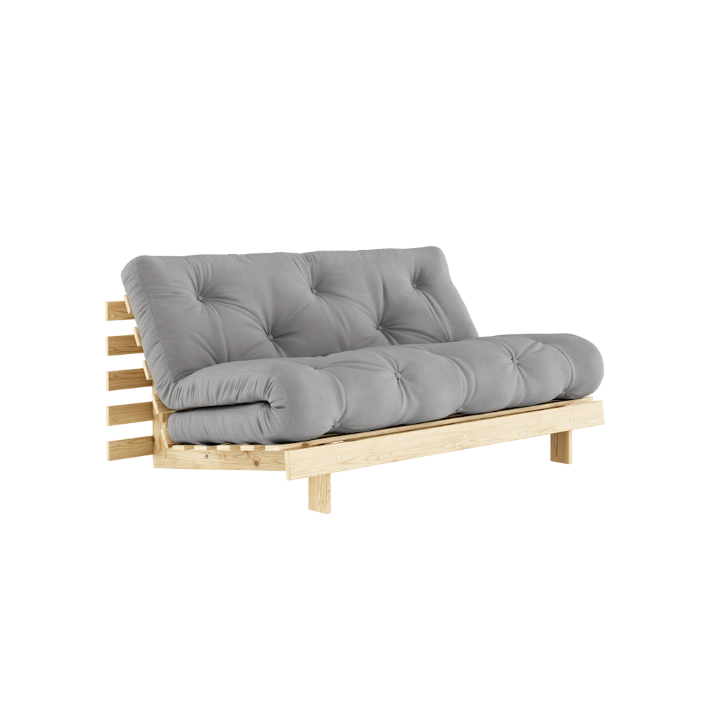 KARUP DESIGN Šedá rozkládací pohovka ROOTS s konstrukcí ze světlého dřeva 160x200 cm