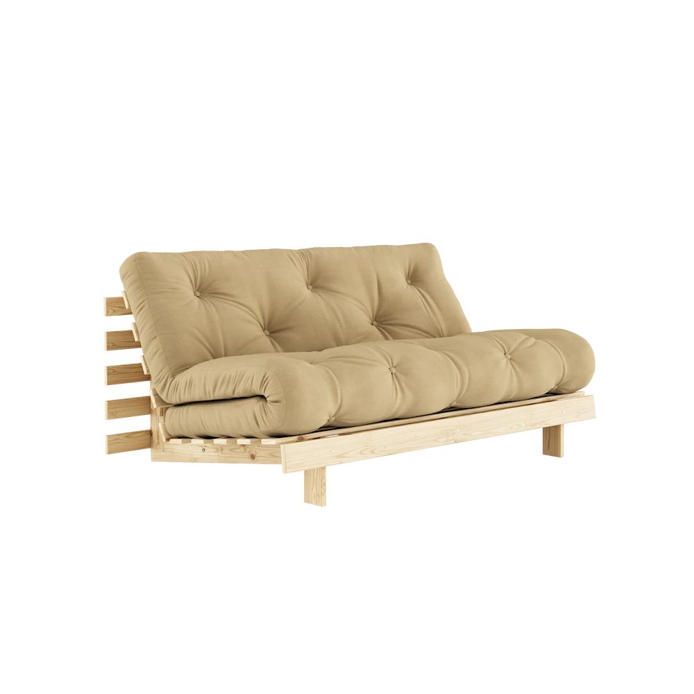 KARUP DESIGN Béžová rozkládací pohovka ROOTS s konstrukcí ze světlého dřeva 160x200 cm