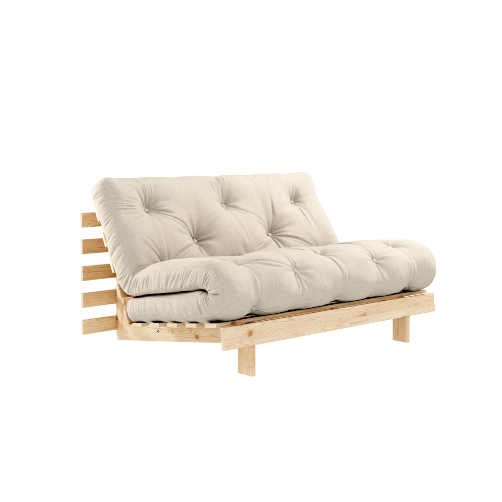KARUP DESIGN Lněná rozkládací pohovka ROOTS s konstrukcí ze světlého dřeva 140x200 cm