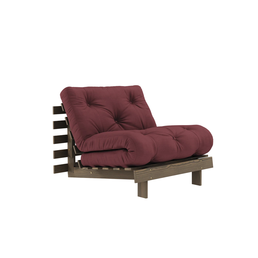 KARUP DESIGN Vínové rozkládací křeslo ROOTS s konstrukcí z tmavě hnědého dřeva