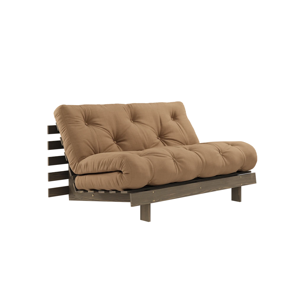 KARUP DESIGN Mocca rozkládací pohovka ROOTS s konstrukcí z tmavě hnědého dřeva 140x200 cm