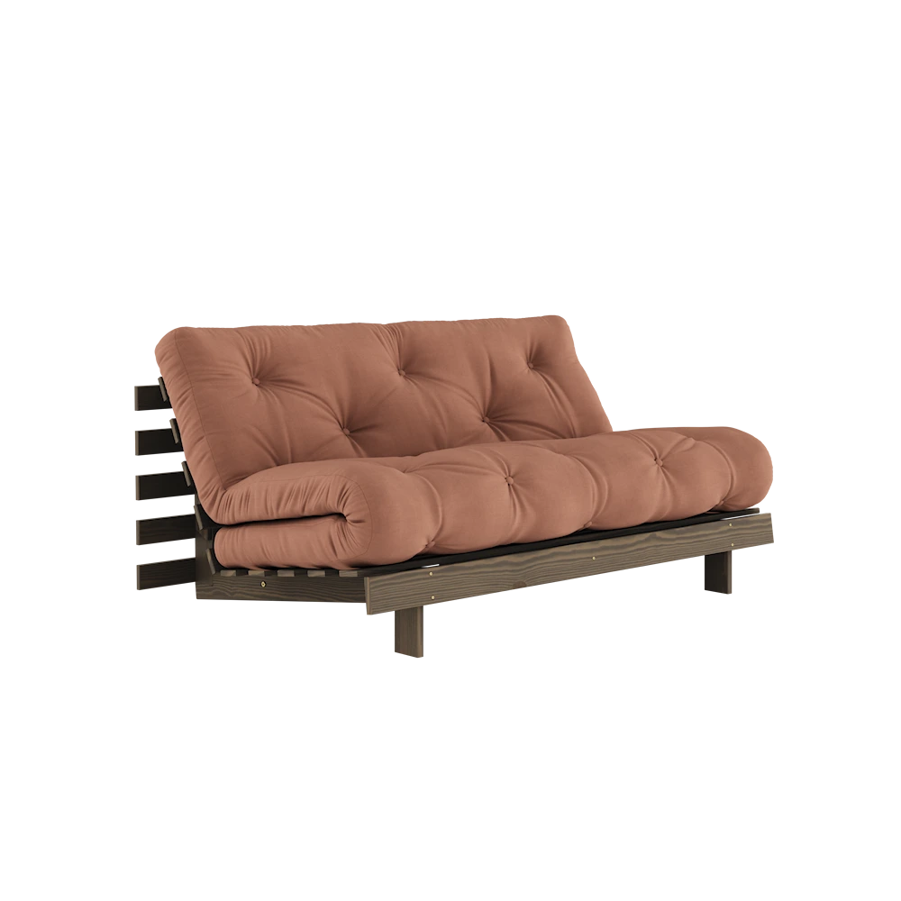 KARUP DESIGN Hnědá rozkládací pohovka ROOTS s konstrukcí z tmavě hnědého dřeva 160x200 cm