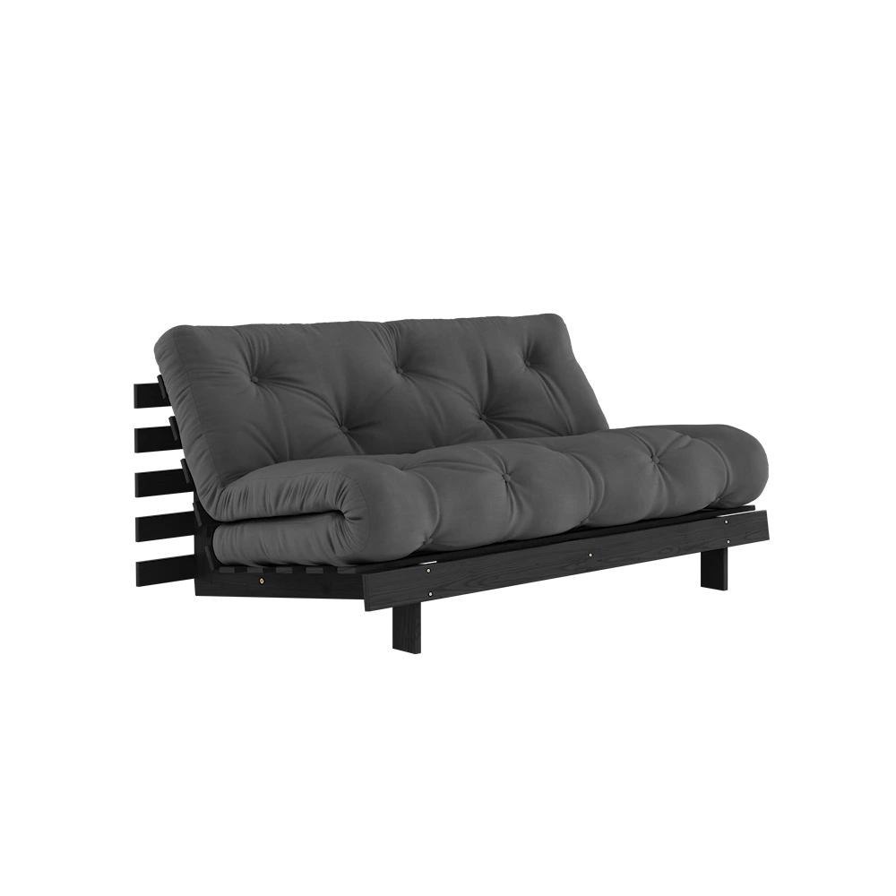 KARUP DESIGN Černá rozkládací pohovka ROOTS s konstrukcí z černého dřeva 160x200 cm