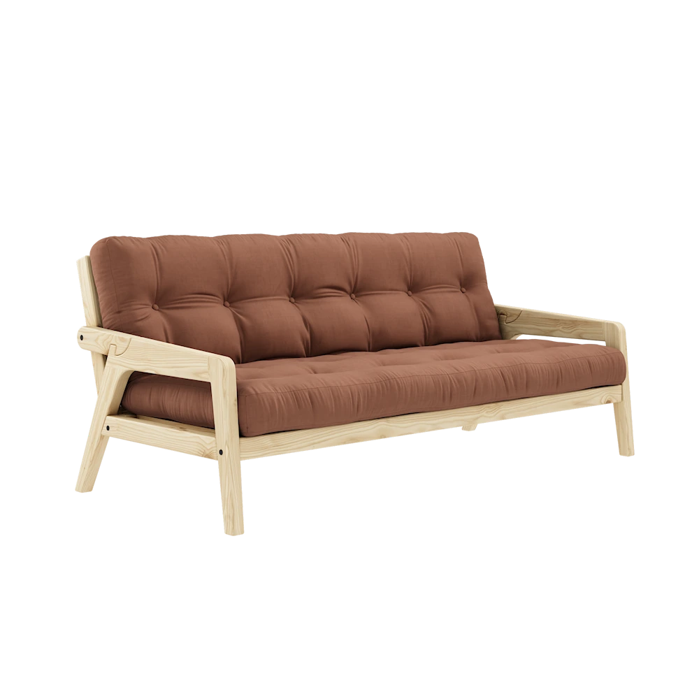 KARUP DESIGN Dřevěná rozkládací pohovka GRAB cihlově hnědá 204 cm