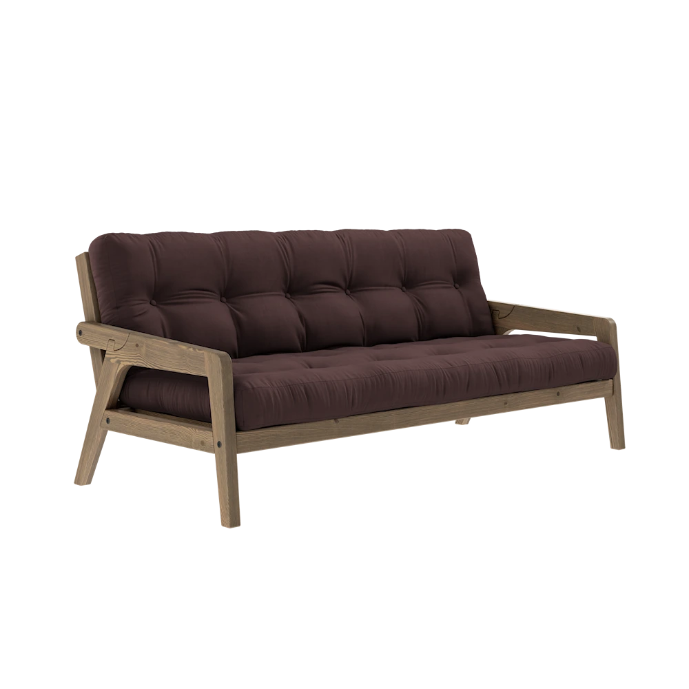 KARUP DESIGN Třímístná rozkládací pohovka GRAB tmavě hnědá 204 cm