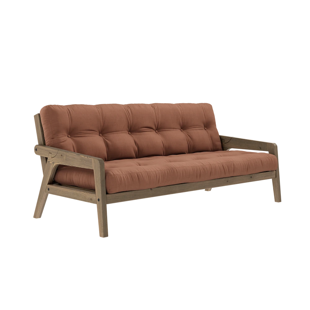 KARUP DESIGN Třímístná rozkládací pohovka GRAB hliněná hnědá 204 cm