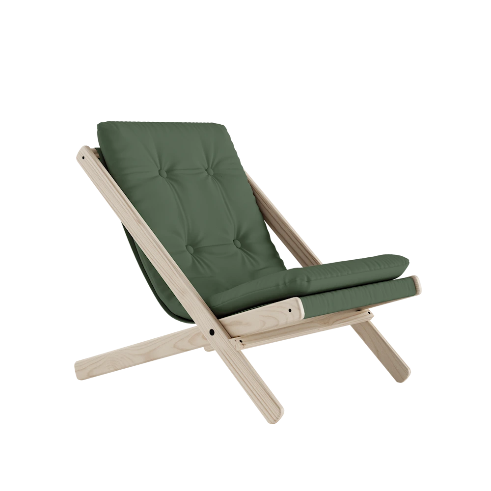 KARUP Skládací křeslo BOOGIE přírodní s olivově zeleným potahem
