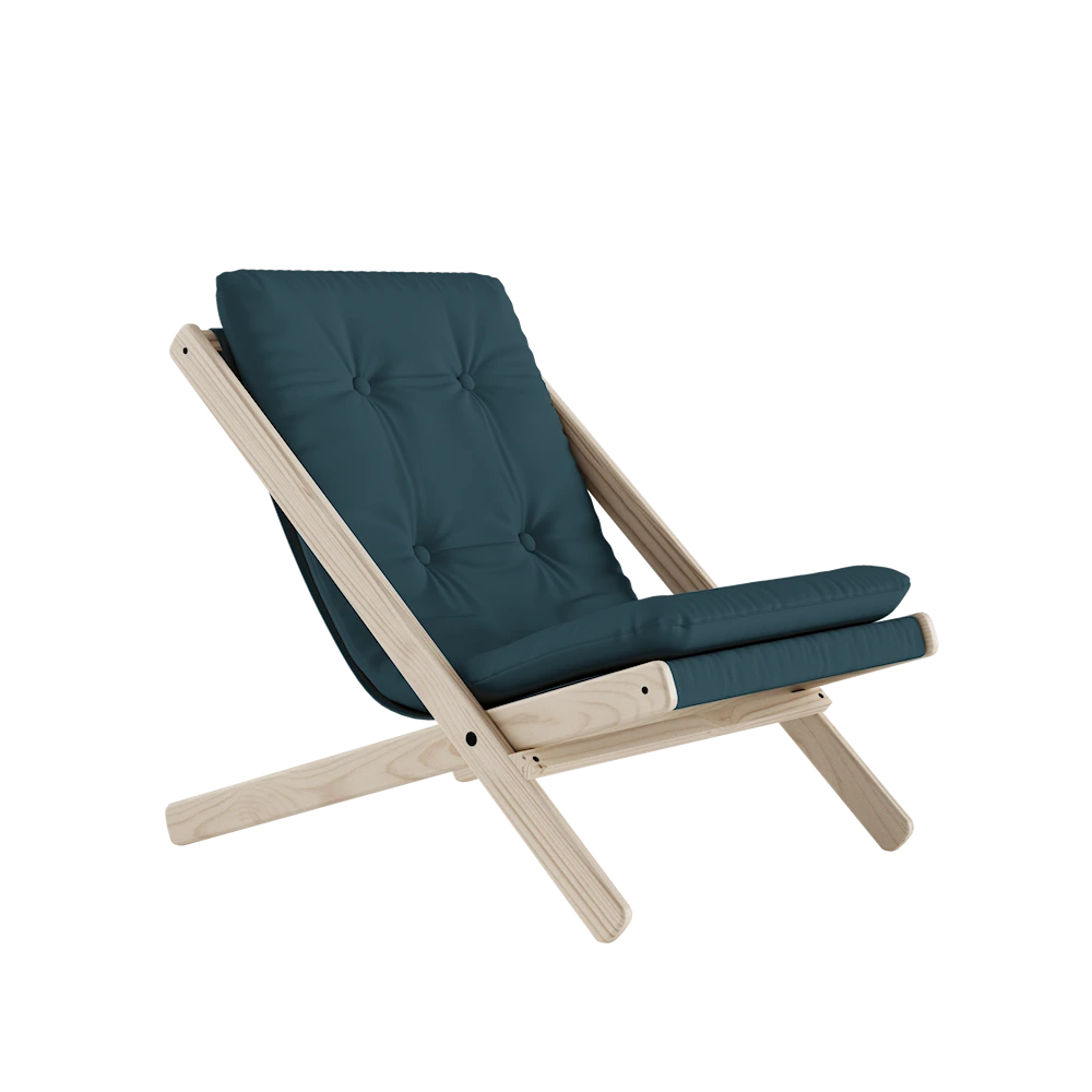 KARUP Skládací křeslo BOOGIE přírodní s petrolejově modrým potahem