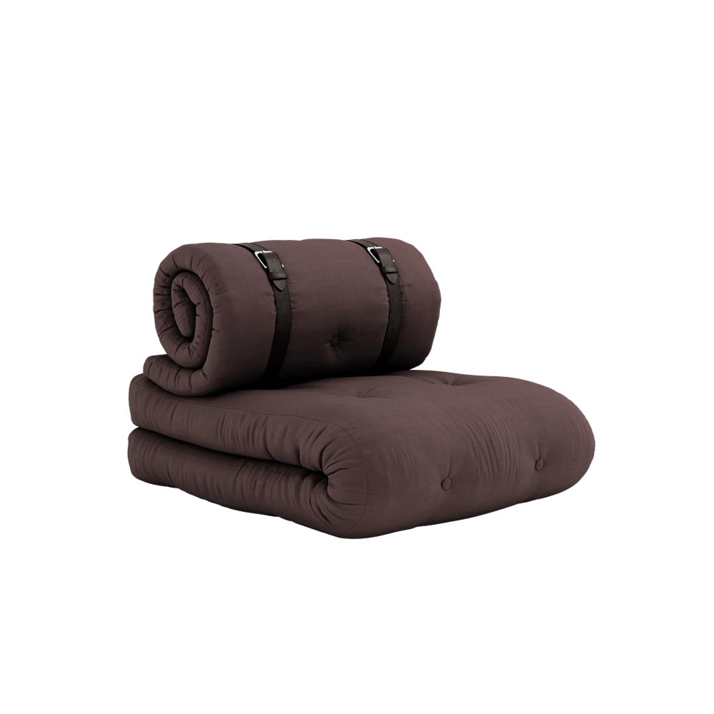 KARUP DESIGN Rozkládací křeslo BUCKLE UP tmavě hnědé