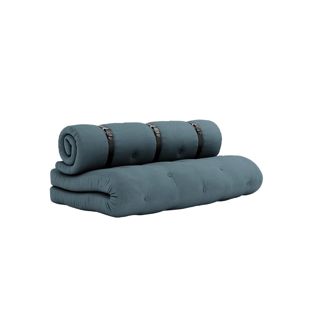 KARUP DESIGN Rozkládací pohovka BUCKLE UP petrolejově modrá 140 cm