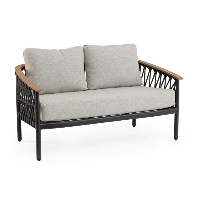 BIZZOTTO Dvoumístná zahradní pohovka FENIX šedá 140cm